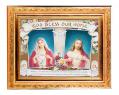  THE SACRED HEARTS HOUSE BLESSING IN A FINE DETAILED SCROLL CARVINGS ANTIQUE GOLD FRAME 